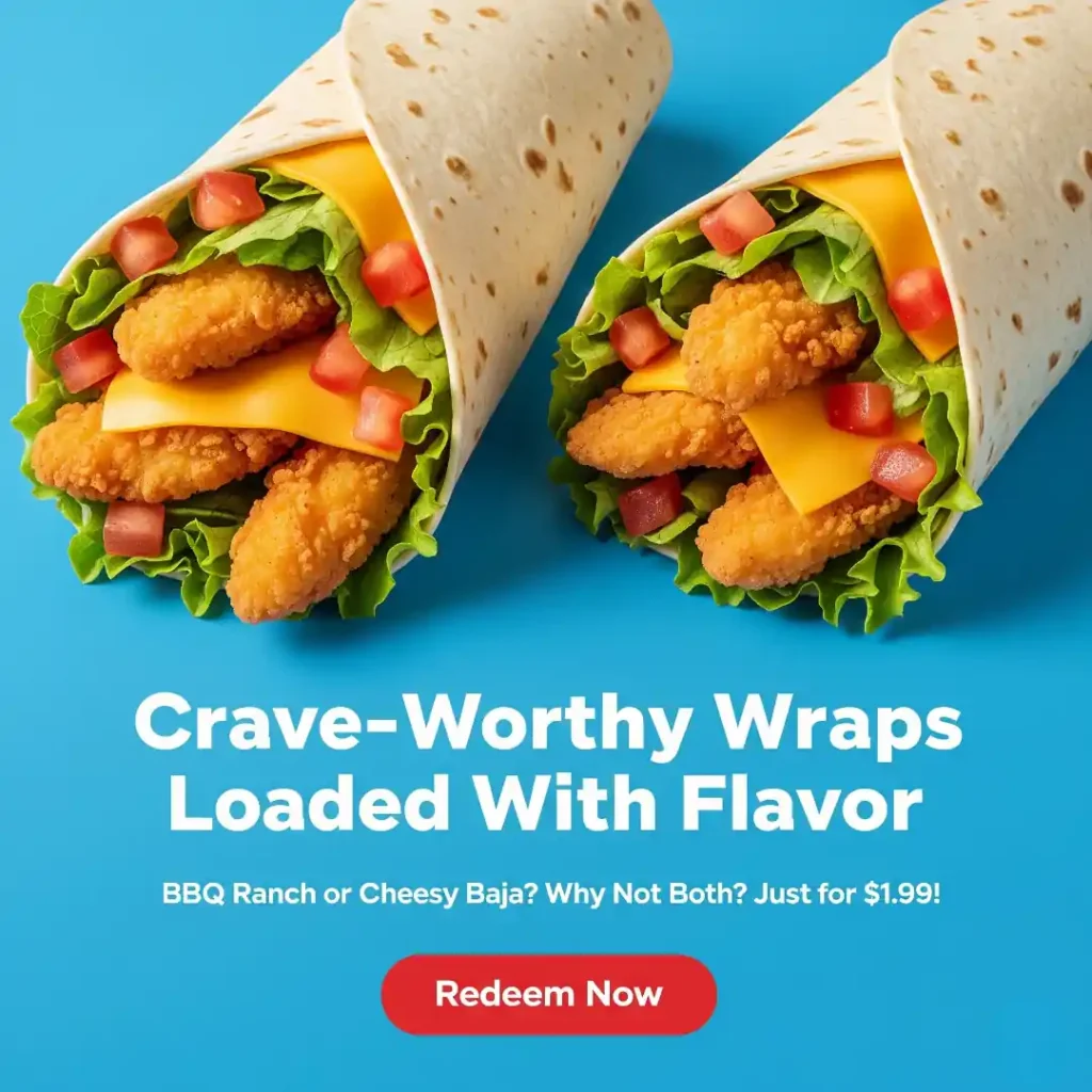 Sonic $1.99 wraps loaded with crispy chicken, cheese, lettuce, and fresh tomato