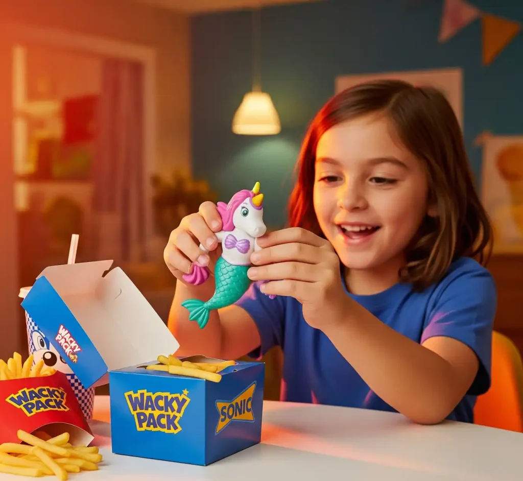 Sonic Wacky Pack kids meal with fries and toy, fun kids combo from Sonic Drive-In